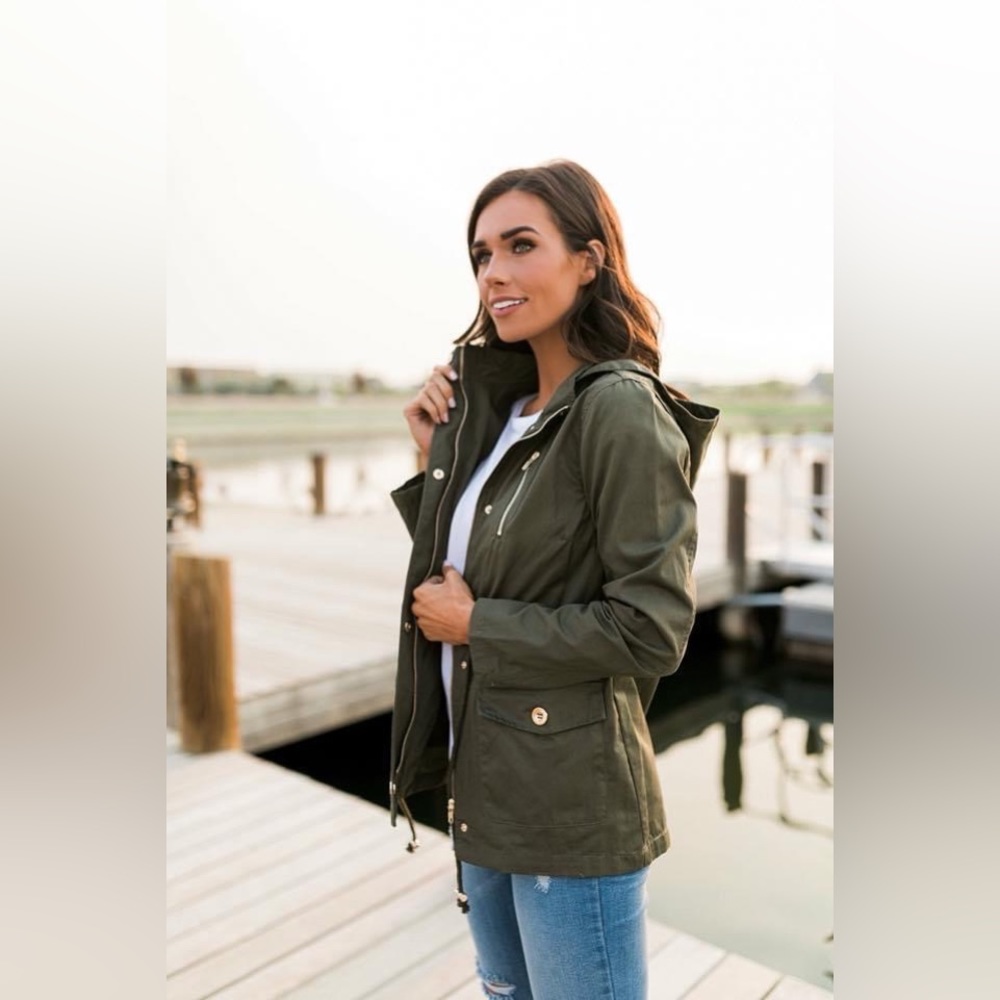 NWT Olive Hooded Cargo Jacket SZ Small by 2Sable - Picture 2 of 7